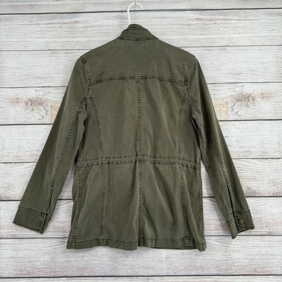 Lucky Brand Military Button Down jacket Womens Small Green Stretch - Picture 2 of 12